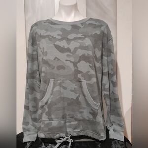 Jane and Delancey - Grayish Long Sleeved Camoflouge Sweatshirt with Pocket, LG
